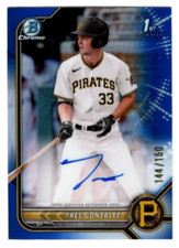 Tres Gonzalez 2022 Bowman Chrome 1st Year Blue Refractor Autograph /150 Pirates