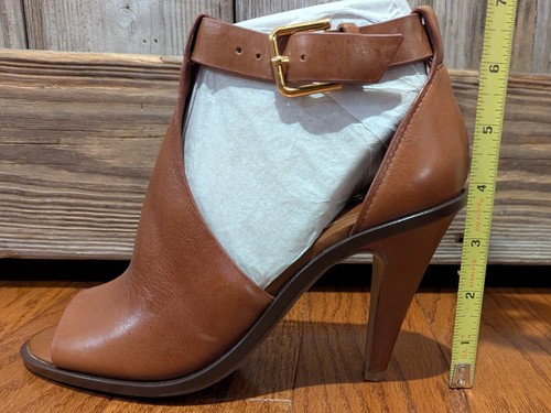 Vince Camuto Frasper Buckle T-strap Heeled Sandal Leather Cocoa Biscuit Brown 7M - Picture 9 of 9