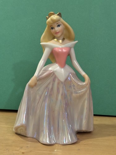 Vintage Disney Sleeping Beauty Aurora Ceramic Figurine 6 in Pink Iridescent 1994