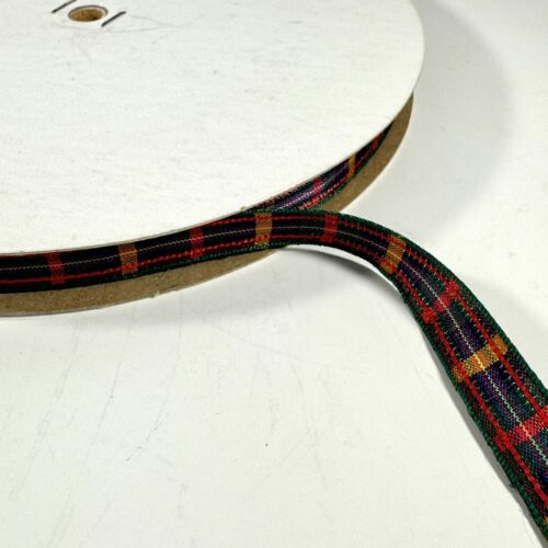 Vintage Plaid Ribbon Woven Green Red Yellow Purple Bombay USA Approx 90 Yards - Picture 4 of 6