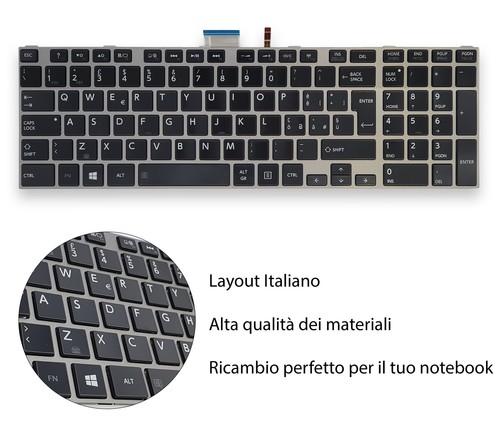 Tastiera ITALIANA compatibile con Toshiba nsk-tvasu 0kn0-zw1it23 9z,n7usu,a0e - Imagen 3 de 6