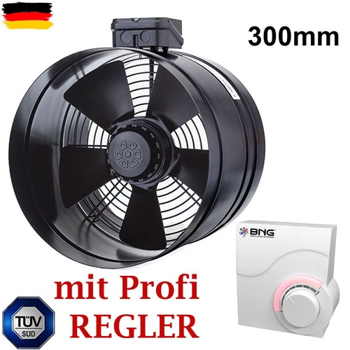  Rohrventilator Axial 300mm Zu-Abluft Rohrlüfter Axiallüfter + Profi Regler 2.5A - Bild 1 von 7