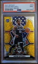 2021 Panini Mosaic Davion Mitchell FB GOLD RC /10 PSA 9 MINT POP 1 NONE HIGHER