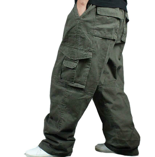 UK Mens Army Combat Loose Baggy Casual Cargo Pants Cotton Outdoor Work Trousers- - Picture 5 of 14