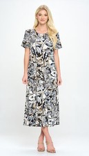 JOSTAR LONG DRESS Poly Spandex SLINKY Stretch Knit TRAVEL Grey S M L XL 2X 3X