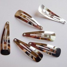 50 PCS Snap Hair Clips - Silver Metal Tear Drop Shape Snap Hair Clip in 3 Sizes