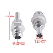 (AN8 - 3/8)- Aluminum AN8 Male Flare Bulkhead To 3/8 Hose Barb Fuel Tank Fitting