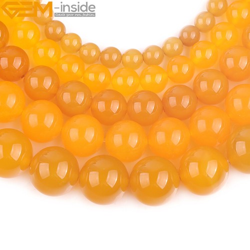 Yellow Agate Beads Round Loose Beads For Jewelry Making 15" Natural Stone Onyx - Picture 3 of 42