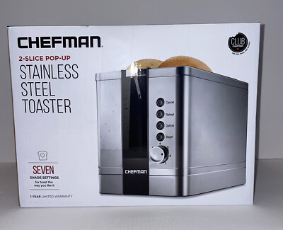 Chefman 2 Slice Toaster with Extra Wide Slots Bagels Waffles Bread Tart Hambu...