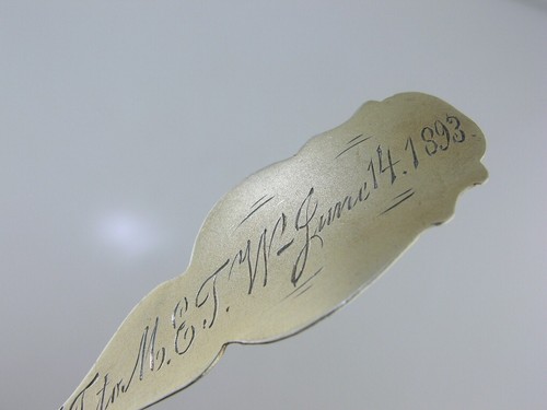 Sterling Souvenir Spoon Enamel Floral Vermeil ATLANTIC CITY Lighthouse c1893 - Picture 7 of 8