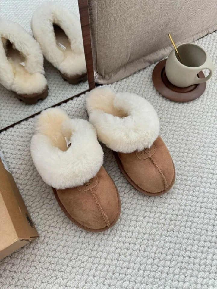 Zapatos para mujer UGG COQUETTE piel de oveja zapatillas deslizables 5125 CASTAÑO estilo clásico Foto 4 de 4