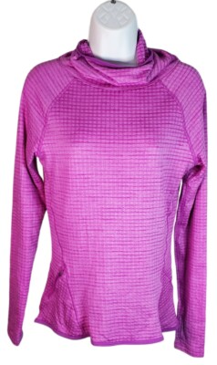 Champion Womens Size XS Shirt Purple Long Sleeve Thumb Hole Cuffs Fold Down Neck