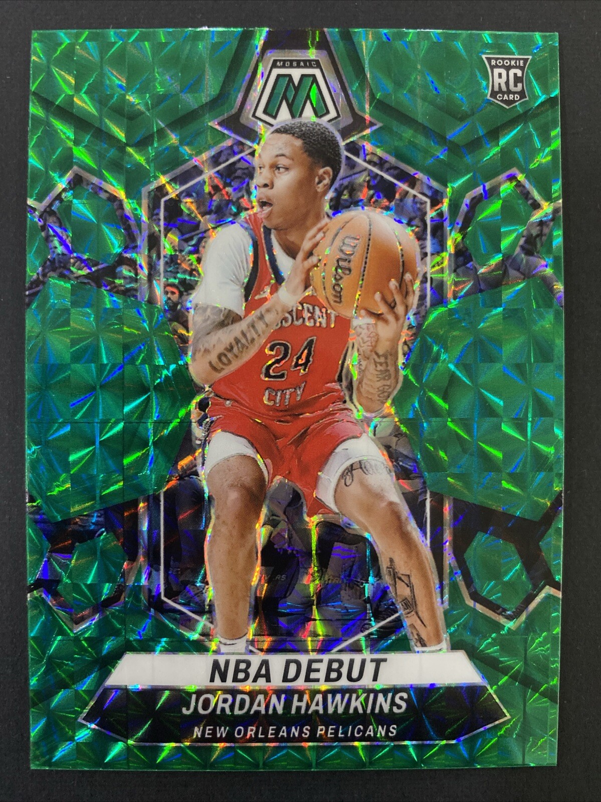 Jordan Hawkins GREEN MOSAIC NBA Debut RC #253 2023-24 Panini Mosaic Pelicans