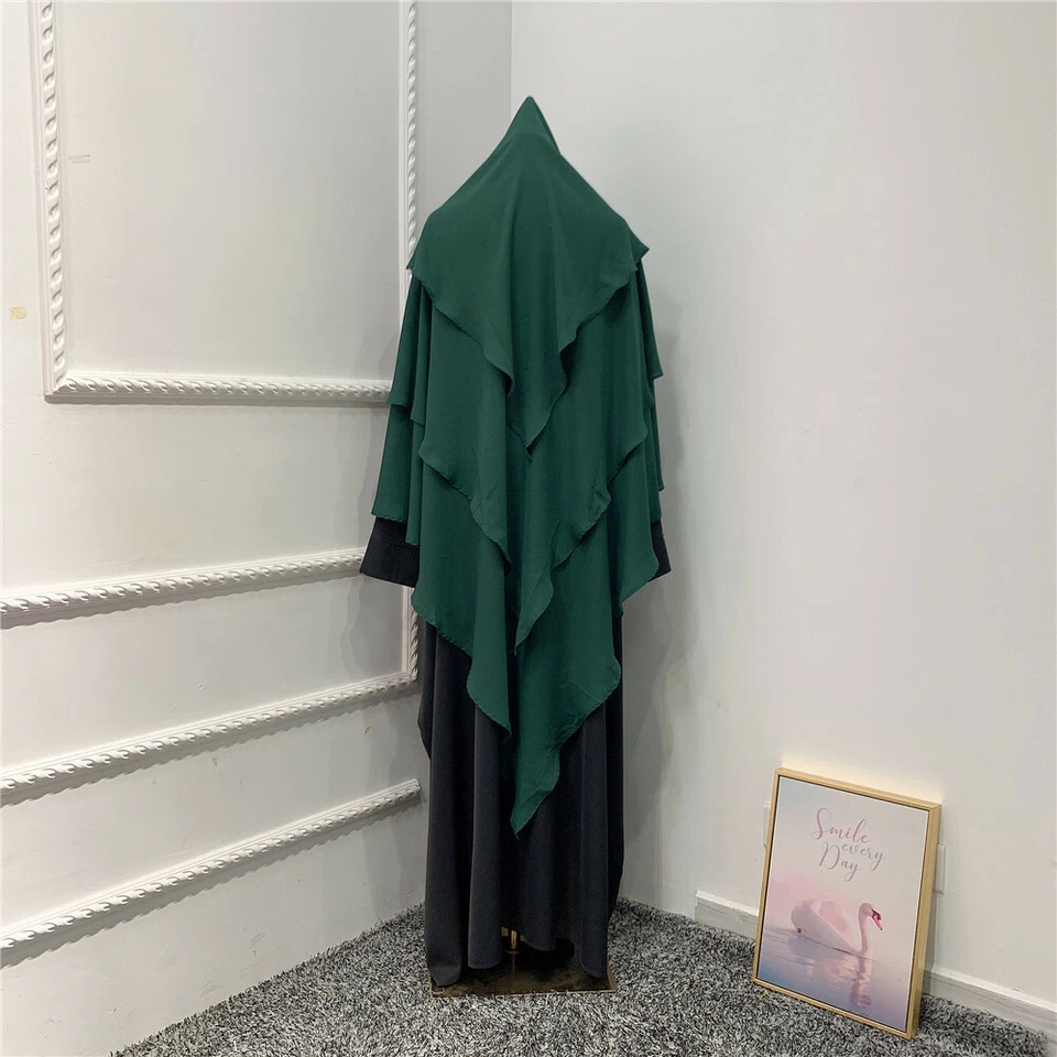 Overhead Muslim Women Long Hijab Khimar Niqab Burqa Caftan Abaya Islamic Scarf - Image 4 of 4