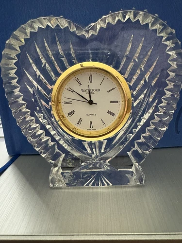 WATERFORD CRYSTAL Made In IRELAND HEART SHAPED CLOCK rare vintage
