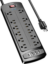 16-in-1 Power Strip Surge Protector with 12 Outlets 3 USB-A 1 USB-C 20' Cord