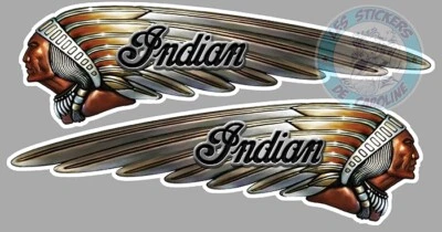 2 x STICKER INDIAN INDIEN COTE GAUCHE ET DROIT AUTOCOLLANT MOTO IA138
