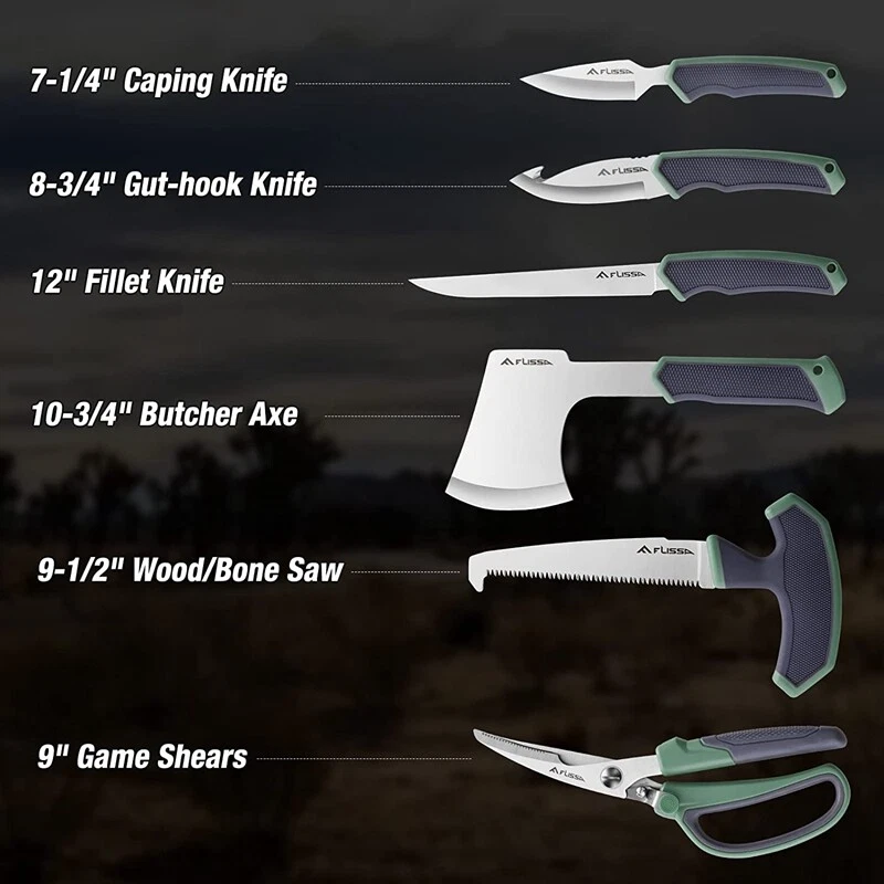 10PCS Hunting Field Dressing Kit Hunting Deer Knife Butcher Game Processing Kits - Image 2 of 4