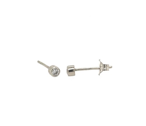 14K Yellow / White / Rose Gold  Bezel Stud Earrings - Picture 2 of 6