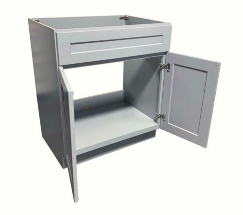 36" Light Grey Shaker Single Bathroom Vanity Base Cabinet 36" W x 21" D x 34.5"H - Picture 3 of 3