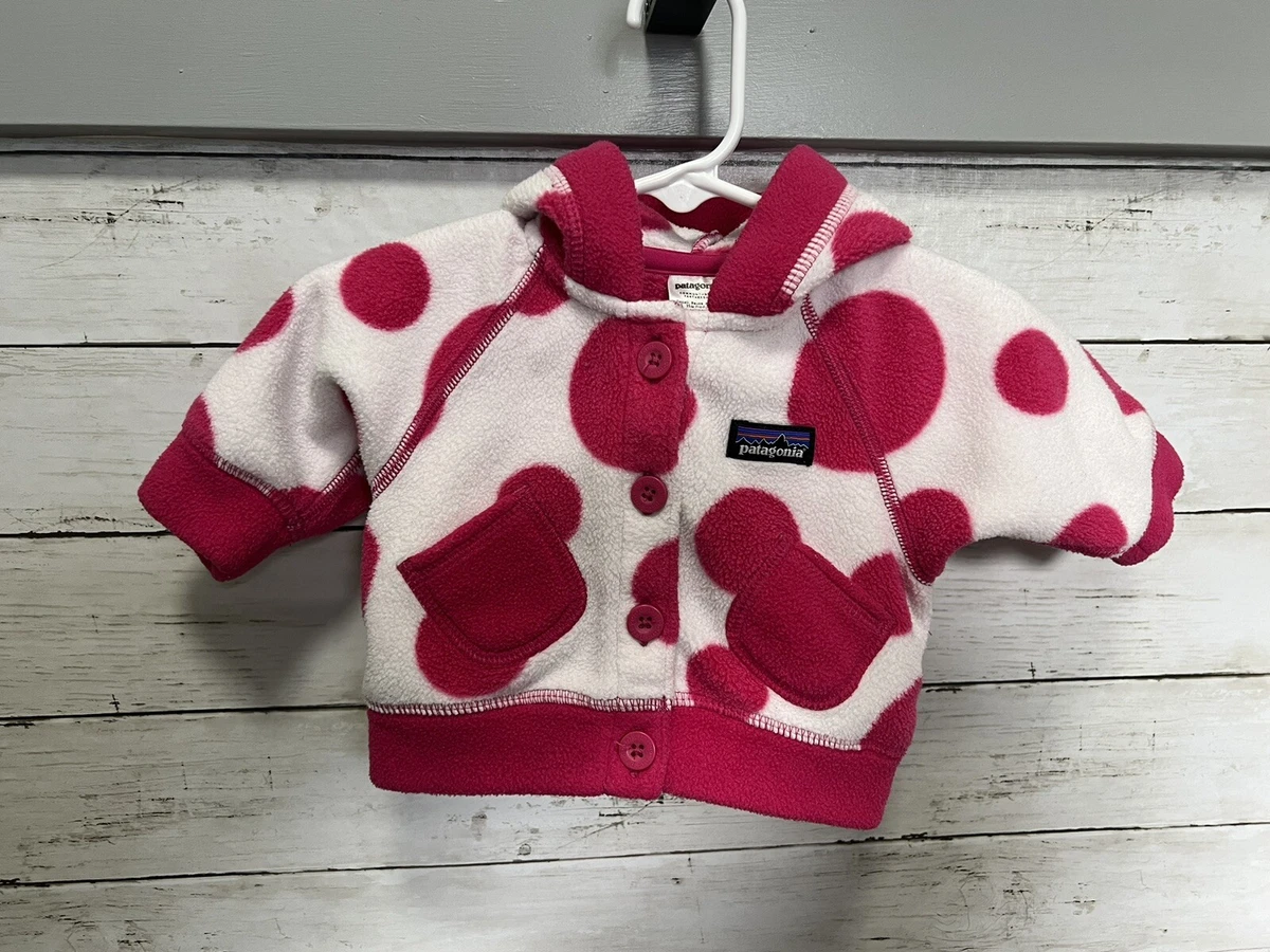 Patagonia Baby Girl Fleece Jacket White Pink Newborn