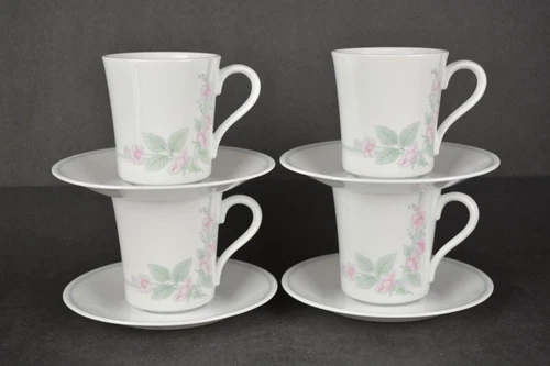 Set of 4 Corelle Corning Veranda Teacup / Coffee Cup and Saucer