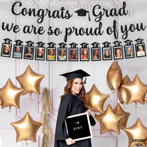 KatchOn Glitter Black Congrats Grad Banner - Large 10 Feet | We are So Proud ... - Picture 6 of 8