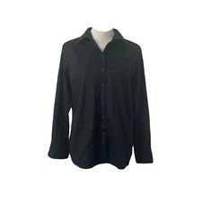 Cintas Women’s Button-Down Shirt Size Medium Black Long Sleeve Regular Core