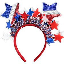 4th of July Headband Red White and Blue Star Headband for Patriotic 4th of Red1