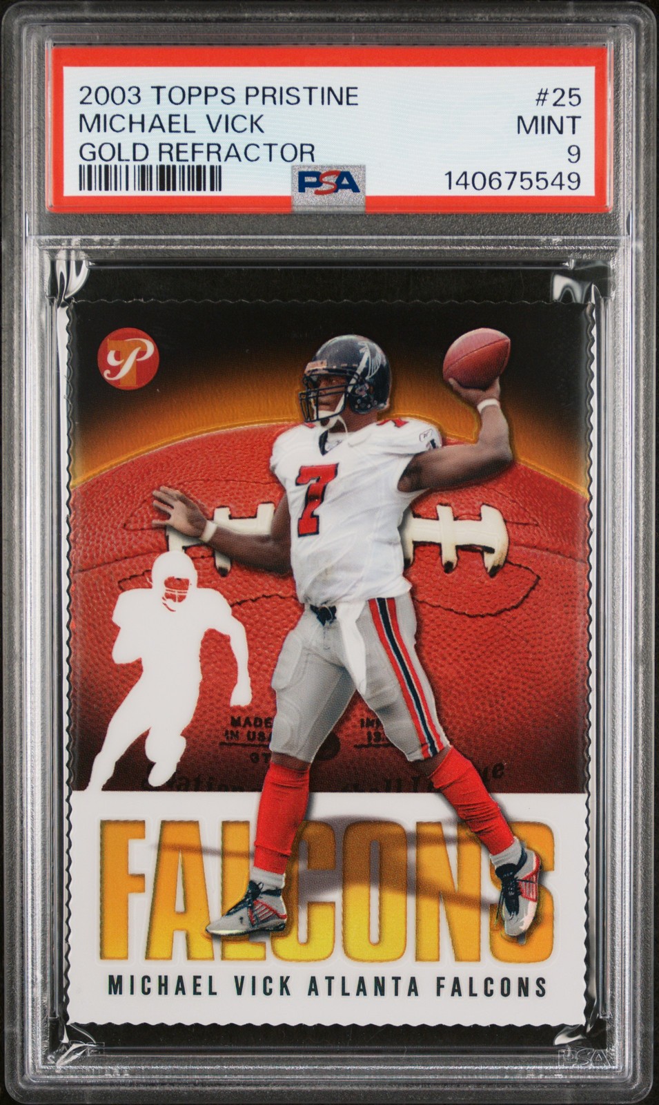2003 TOPPS PRISTINE GOLD REFRACTOR #25 MICHAEL VICK 25/150 PSA 9