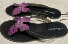 No Boundaries Jelly Butterfly Slip-On Flip-Flops Sandals Black Purple Women  s 11