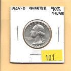 1964-D Washington Quarter - great condition - 90% Silver