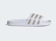 Adidas Adilette Aqua Slides, White/Platinum Metallic, M 6 / W 7