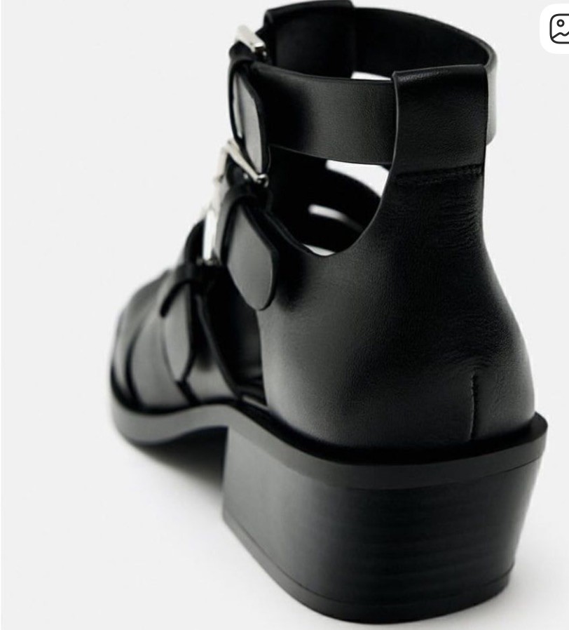 Zara Buckled black cage leather Fisherman sandals Sz 37 Fit  display picture 1