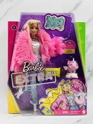 Barbie Extra Doll #3 GRN28 Fashion Doll With Unicorn Pig NRFB NIB Mattel