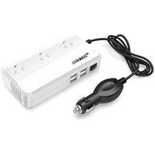 Compact 200W Power Inverter with 3 AC Outlets  4.2A USB Ports, Certified