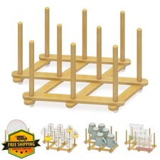 EsLuker.ly Baby Bottle Drying Rack Bamboo Vertical Holder Countertop