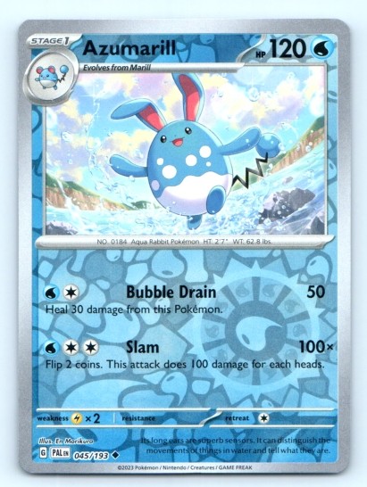 Pokemon TCG ~ Azumarill 045/193 ~ Uncommon Reverse Holo English Near Mint