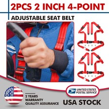 2pcs 2 4 Point Jdm Racing Car Harness Seat Belt Safety Strap For Universal Red