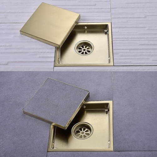 6 Inch Square Invisible Bathroom Shower Floor Drain with Removable Tile Insert G - Picture 3 of 7