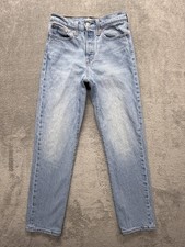 Levis Premium Wedgie Straight Jeans Womens 25 Light Wash High Rise Slim Denim
