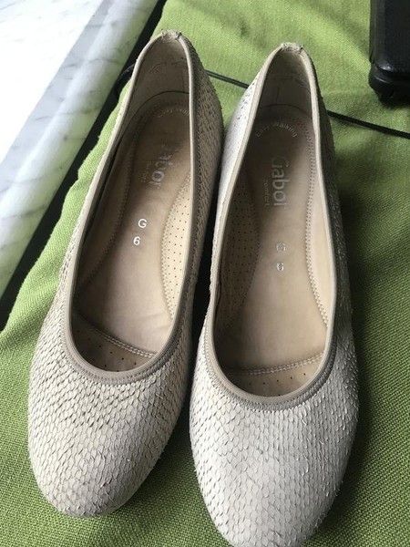 Women Gabor Heels Grey Leather 38.5 #7TH5