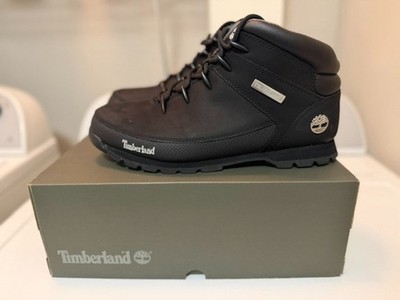 Timberland Men's Euro Sprint Mid Hiker Black Nubuck Boots Size US 12