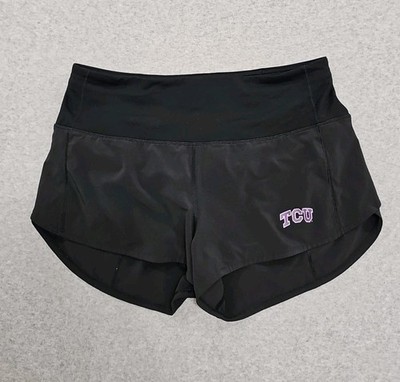 TCU Horned Frogs Lululemon Shorts Speed Up Size 8 Black W Logo 2.5'' Inseam High