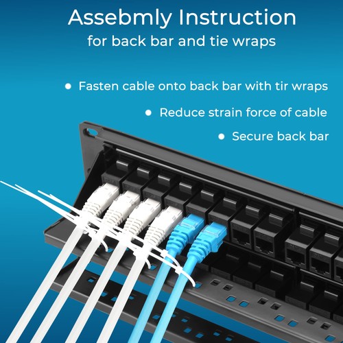 Rapink 48 Port Cat6 Patch Panel with Inline Keystone 10G Support, Pass-Thru C... - 第 7/8 張圖片