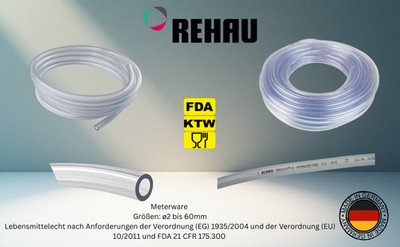 REHAU PVC-Schlauch Aquarium- Luft - Wasserschlauch transparent klar Ø 2 - 60 mm
