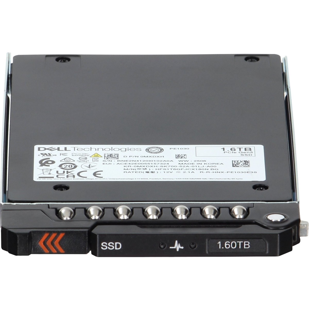 Dell 1.6TB PCIe Gen5 NVMe MU TLC E3.S SSD PE1030 (MXDXH-COL