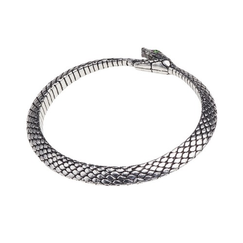 Bracciale Ouroboros Serpente Serpente Cristallo Verde Misura Grande Alchimia GOTICO 77 - Foto 4 di 4