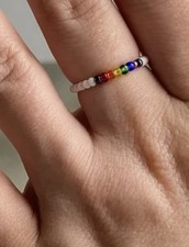 Multicoloured Beaded Ring - Stretchable Ring Adjustable Gift For him and her