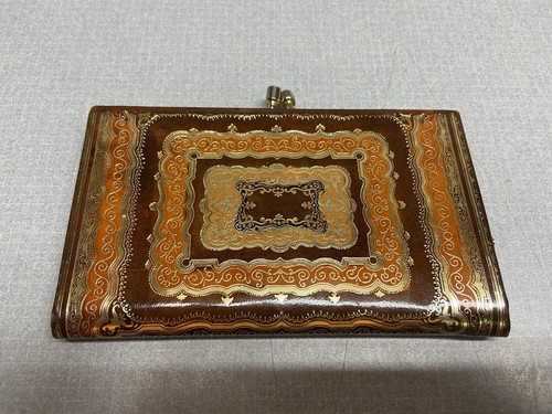Vintage 1960’s Florentine Hand Painted Leather Kiss Lock Coin Purse Italy 5.5” - Bild 2 von 11
